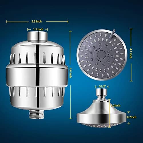 FEELSO Fixed Shower Head with 15-Stage Filter 1.8 GPM Chrome | Purifies Water for Healthier Showers thumbnail 5