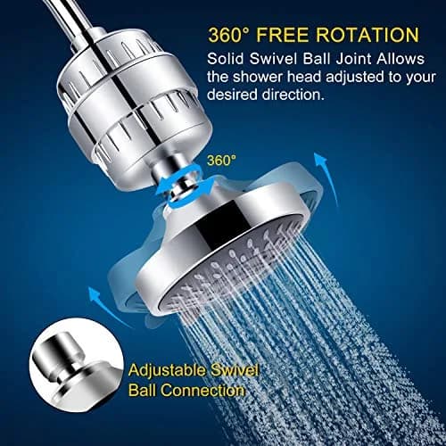 FEELSO Fixed Shower Head with 15-Stage Filter 1.8 GPM Chrome | Purifies Water for Healthier Showers thumbnail 6