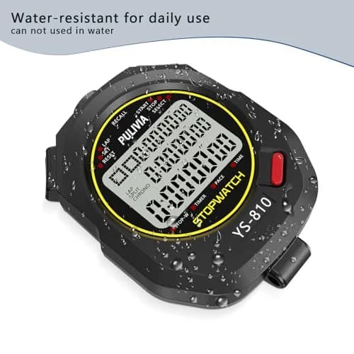 PULIVIA Digital Stopwatch Timer Multi Splits/Laps with Countdown, Alarm, Pace Mode | 1/100 Second Accuracy thumbnail 5