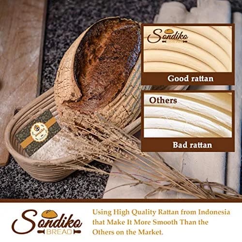 Sondiko Oval Rattan Bread Proofing Basket 24.5cm (9.6") | Handmade for Sourdough Baking thumbnail 4
