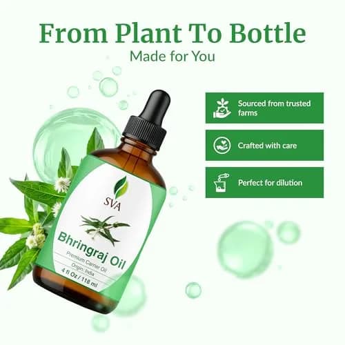 SVA ORGANICS Bhringraj Premium Carrier Oil 118ml (4 Fl Oz) With Dropper | For Hair Oiling, Scalp Massage & Skin Care thumbnail 4