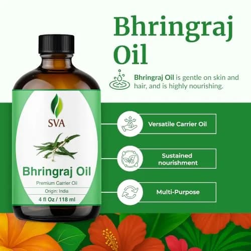 SVA ORGANICS Bhringraj Premium Carrier Oil 118ml (4 Fl Oz) With Dropper | For Hair Oiling, Scalp Massage & Skin Care thumbnail 2