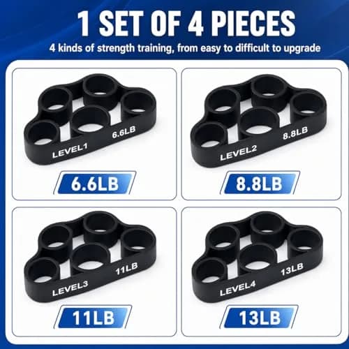PORTHOLIC 4 Pack Hand Exerciser Grip Strengthener Set | 5-6 kg (6.6 lb) to 6 kg (13 lb) Resistance Bands thumbnail 3