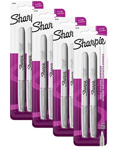 Sharpie Metallic Permanent Markers Fine Point Silver | For Dark Surfaces & Crafts thumbnail 1