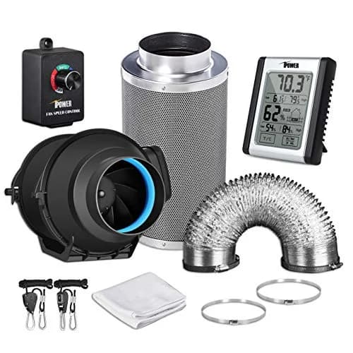iPower 4 Inch 118 CFM Inline Duct Fan with Filter, 25ft Ducting & Speed Controller | Grow Tent Ventilation Kit thumbnail 1