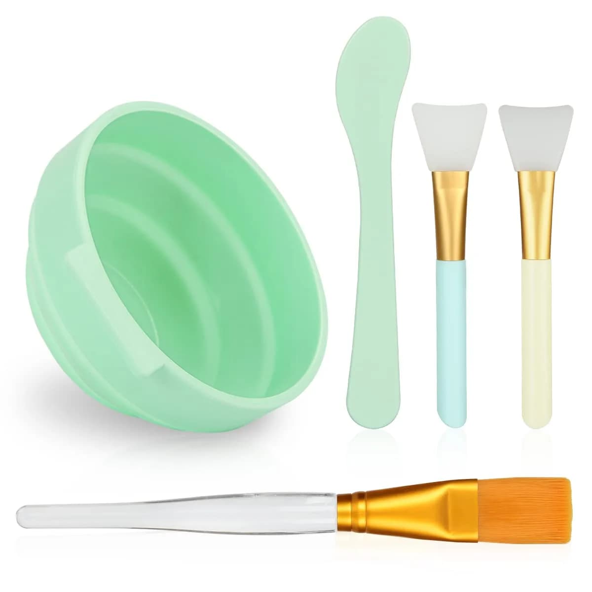 Plazuria Face Mask Mixing Bowl Set, 5 in 1 DIY Kit with Silicone Face Mask Brush & Soft Face Brushes - main product image