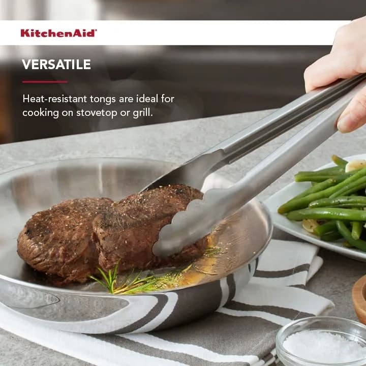 KitchenAid Stainless Steel Utility Tongs 11.6 Inches | Dishwasher Safe & Locking Mechanism thumbnail 6