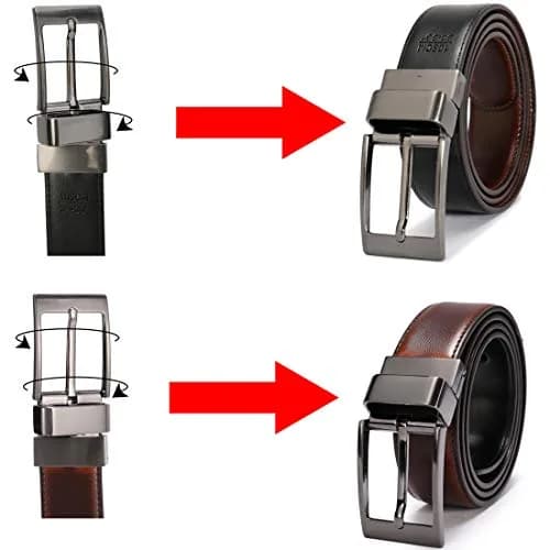 beltox fine Men's Dress Belt Leather Reversible 1.25" Wide | Formal & Casual Dual-Side Belt thumbnail 2
