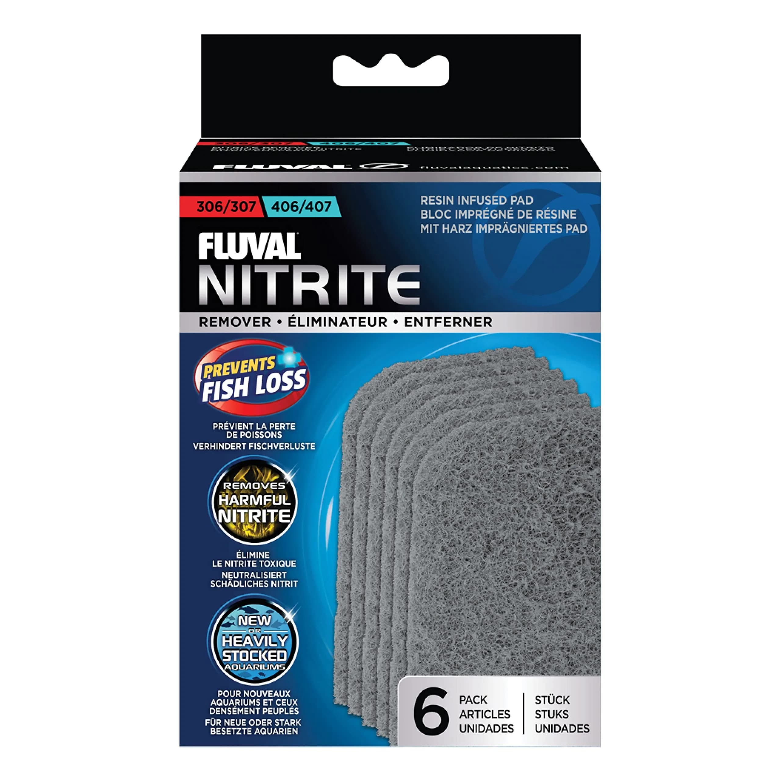 Fluval 307/407 Nitrite Remover Pad 6-Pack | Aquarium Canister Filter Media for Freshwater & Saltwater Tanks thumbnail 1
