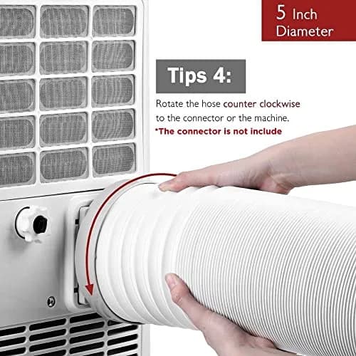 TURBRO Portable Air Conditioner Exhaust Hose, 5" Diameter, 78" Length | Universal, Anti-Clockwise Thread thumbnail 6