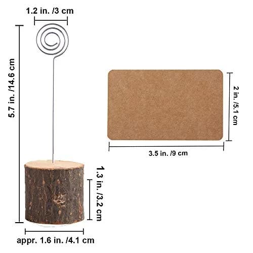 Toncoo 10Pcs Rustic Wood Place Card Holders with Swirl Wire & 20 Kraft Cards | Elegant Table Markers for Weddings & Events thumbnail 2