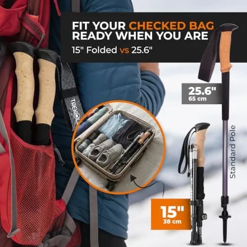 TREKOLOGY Trek-Z Hiking Trekking Poles, 2pc | Adjustable Aluminum Walking Stick for Men & Women thumbnail 2