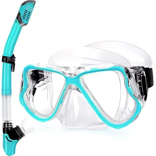 Greatever Snorkeling Gear for Adults Kids | Anti-Fog Dry Snorkel Mask Set with Panoramic View thumbnail 1