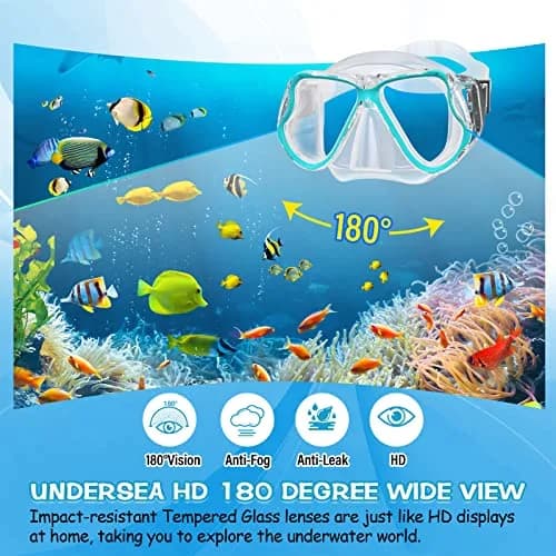 Greatever Snorkeling Gear for Adults Kids | Anti-Fog Dry Snorkel Mask Set with Panoramic View thumbnail 2