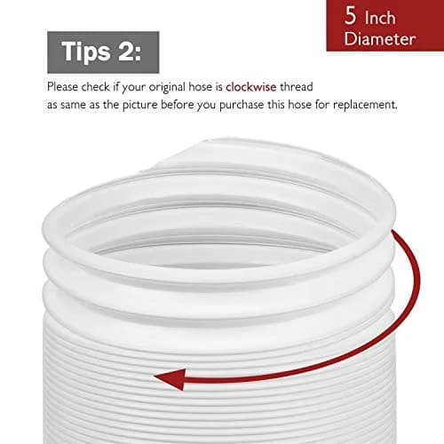 TURBRO Portable Air Conditioner Exhaust Hose 5 Inch Diameter 78 Inch Length White | Expandable & Universal Fit thumbnail 4