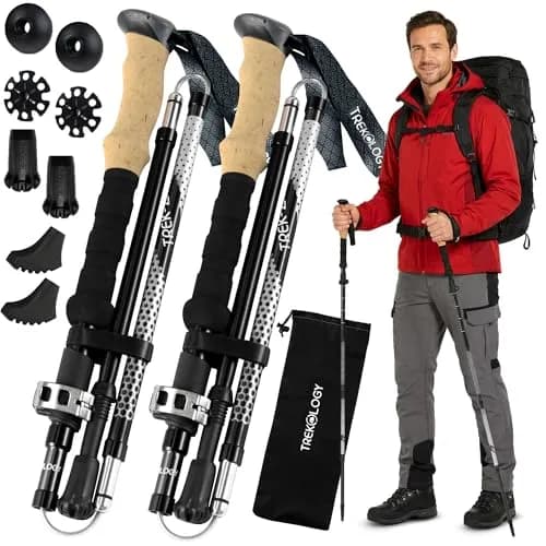 TREKOLOGY Trek-Z Hiking Trekking Poles, 2pc | Adjustable Lightweight Aluminum Walking Stick thumbnail 1
