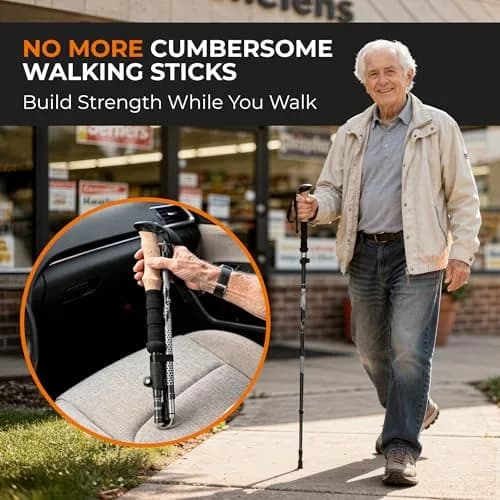 TREKOLOGY Trek-Z Hiking Trekking Poles, 2pc | Adjustable Lightweight Aluminum Walking Stick thumbnail 6