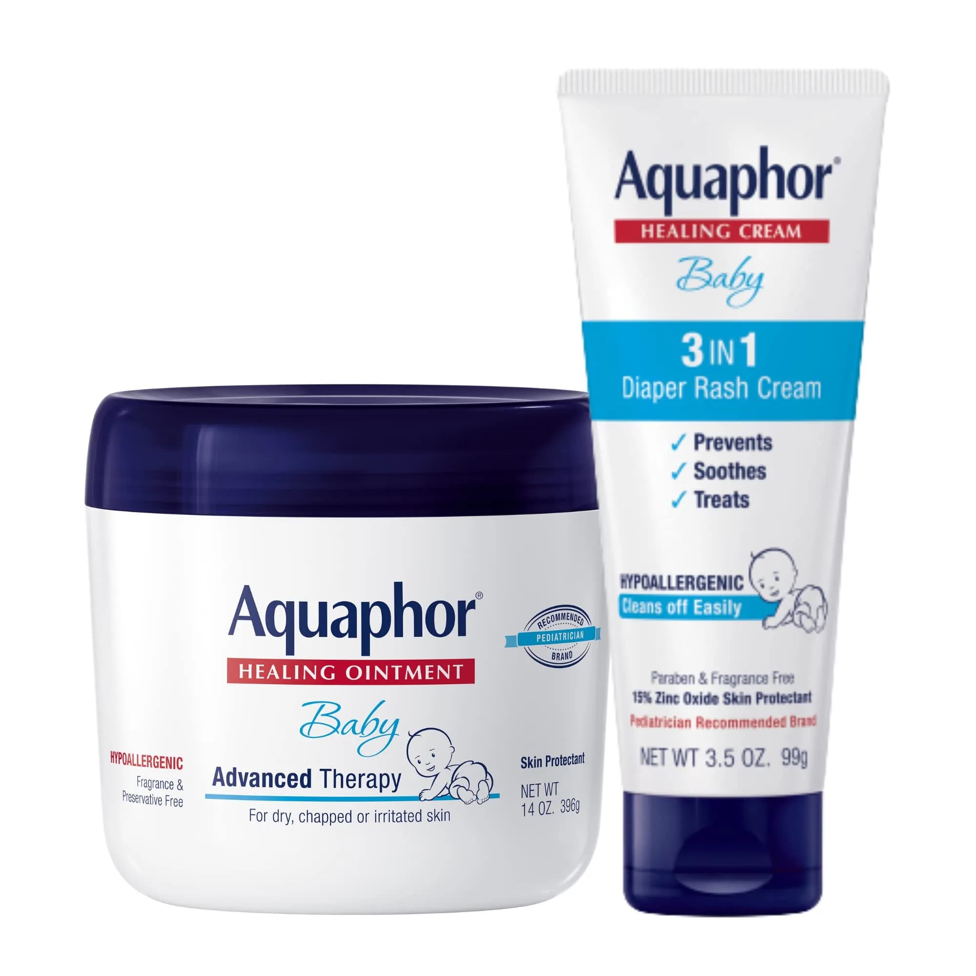 Aquaphor Baby Healing Ointment & Diaper Rash Cream Set 14 oz + 3.5 oz | Gentle Care for Sensitive Skin - main product image