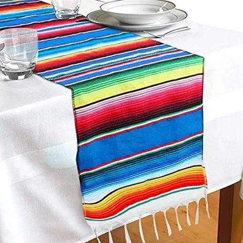 Hxezoc Mexican Serape Table Runner 53cm x 213cm (14 x 84 Inch) | Hand-Woven Cotton for Festive Decor thumbnail 1