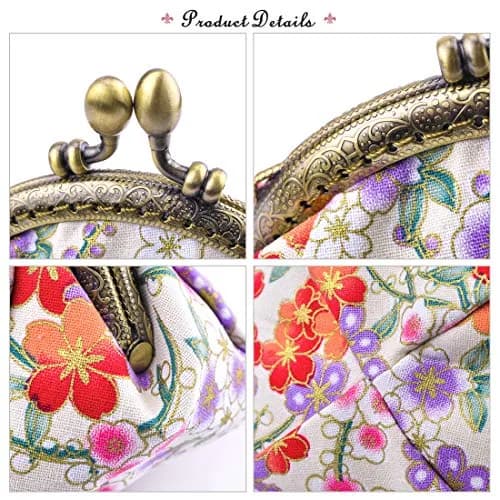 Oyachic Floral Coin Purse Canvas Wallet with Clasp | Vintage Small Coin Pouch for Women & Girls thumbnail 4