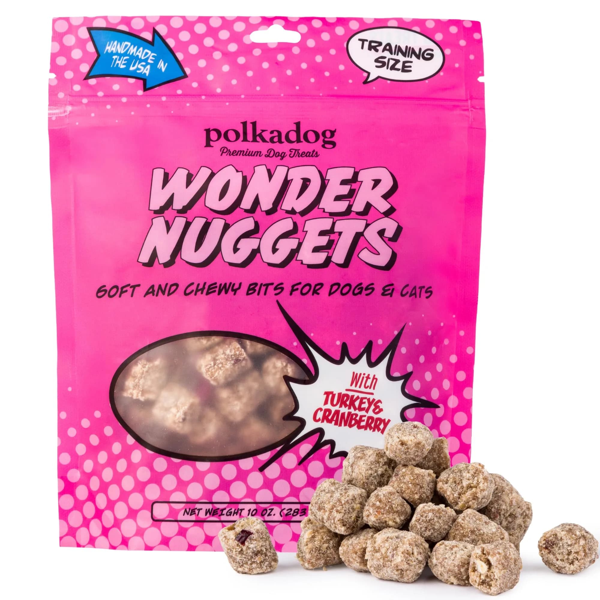 Polkadog Sweet Potato & Beef Wonder Nuggets | Soft & Chewy Dog Treats for All Breeds — Turkey & Cranberry / 10 Ounce