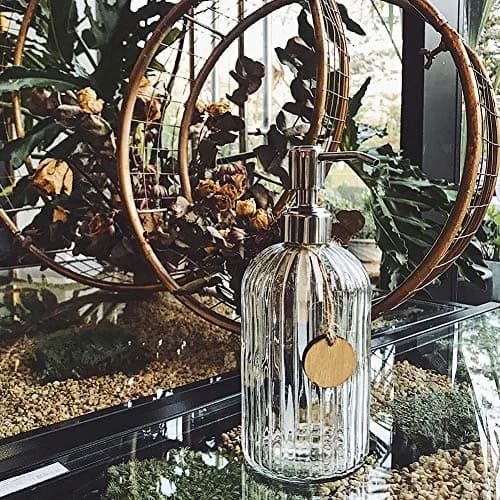 JASAI 18 Oz Clear Glass Soap Dispenser with Rust Proof Stainless Steel Pump | Elegant Bathroom & Kitchen Accessory thumbnail 6