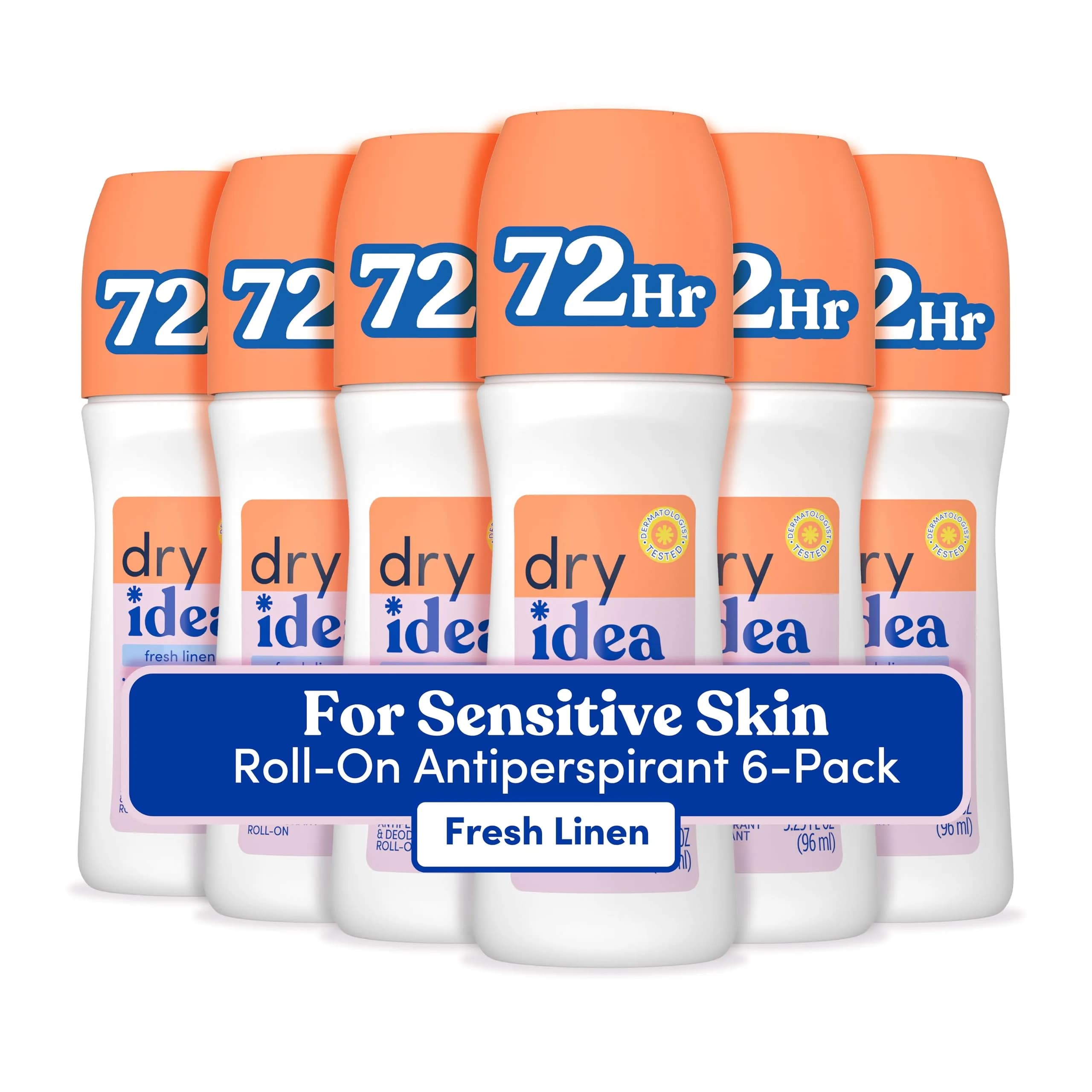 Dry Idea Unscented Roll-On Deodorant & Antiperspirant for Women 96ml (3.25 Fl Oz) | 72-Hour Odor Protection — Fresh Linen / 3.25 Fl Oz