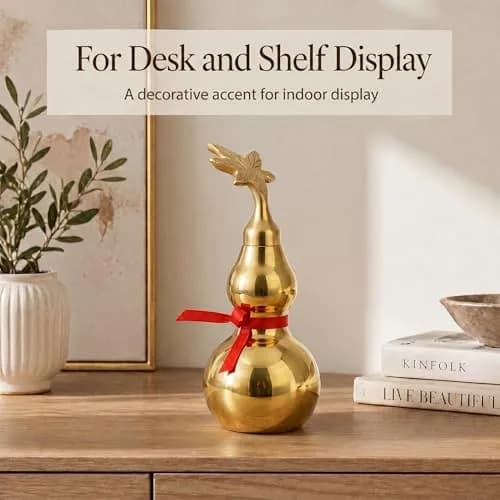 I-MART Brass Wu Lou Feng Shui Gourd 10.2 cm (4 Inch) | Traditional Home Decor Accent thumbnail 4
