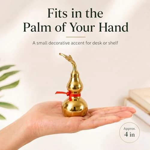 I-MART Brass Wu Lou Feng Shui Gourd 10.2 cm (4 Inch) | Traditional Home Decor Accent thumbnail 2