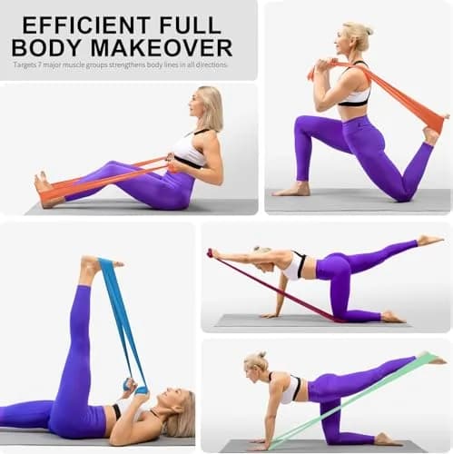 A AZURELIFE Resistance Bands Set — 3 Long Latex-Free Exercise Bands for Therapy, Yoga, Pilates, Strength Training (5 ft x 6 in, Light/Medium/Heavy) thumbnail 7