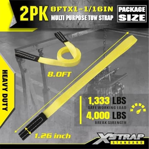 XSTRAP STANDARD 2PK 1"x8' Lift Sling Straps Wear Guard End Heavy Duty Strap | 4000 lbs Breaking Strength thumbnail 3