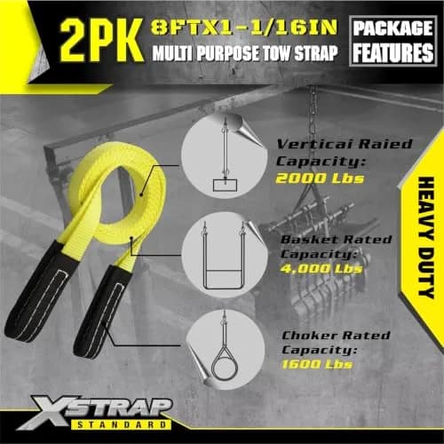 XSTRAP STANDARD 2PK 1"x8' Lift Sling Straps Wear Guard End Heavy Duty Strap | 4000 lbs Breaking Strength thumbnail 4