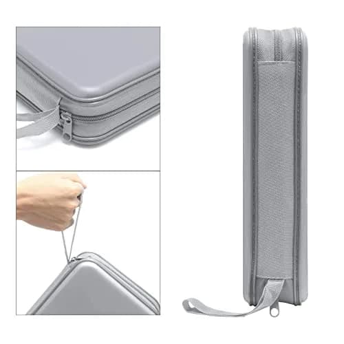 Siveit 80 Capacity CD Case Holder - Silver Hard Plastic DVD Wallet with Zipper thumbnail 3