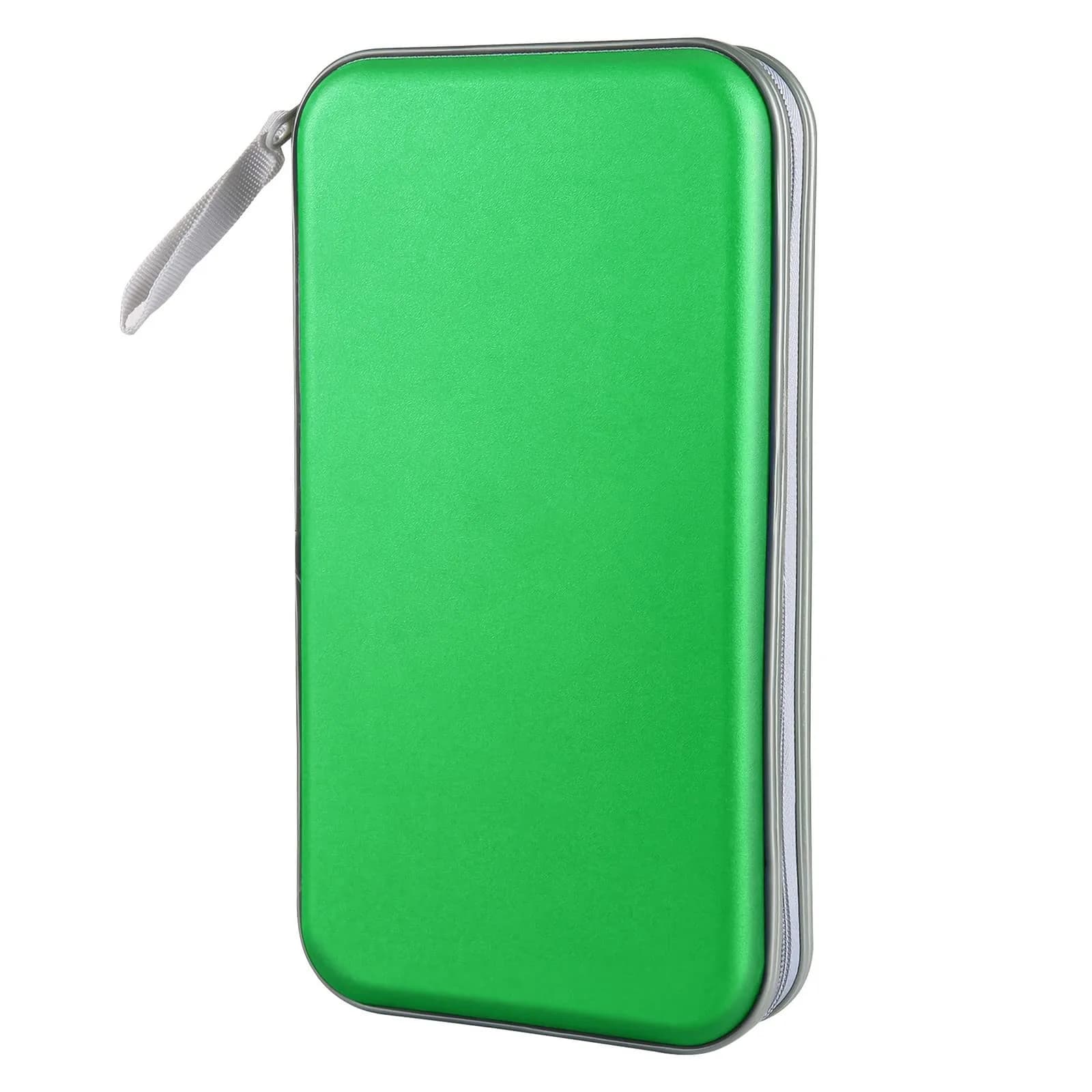 Siveit 80 Capacity CD Case Holder - Green Hard Plastic DVD Wallet with Zipper