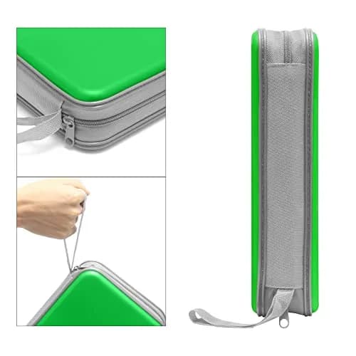 Siveit 80 Capacity CD Case Holder - Green Hard Plastic DVD Wallet with Zipper thumbnail 3