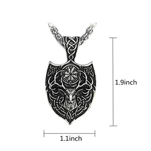 Leprato Viking Talisman Necklace for Men Norse Mjolnir Wolf Compass Valknut Amulet Pendant 24 inch | Nordic Viking Jewelry thumbnail 2