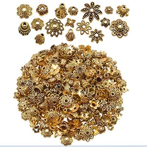 BronaGrand Bali Style Jewelry Bead Caps 100g | Antique Gold, 250-350 pcs, Metal thumbnail 1