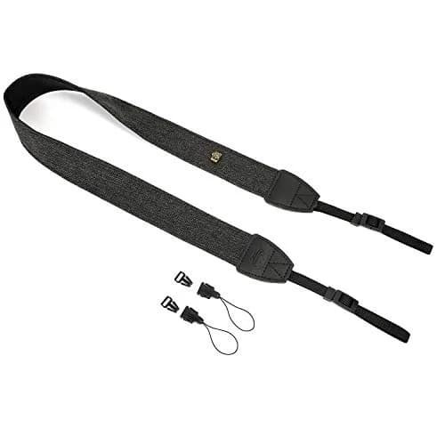 WANBY Canvas Camera Strap Black Shoulder Strap with Quick Release Buckles & PU Leather Accents | 71cm (28in) Adjustable Length thumbnail 5