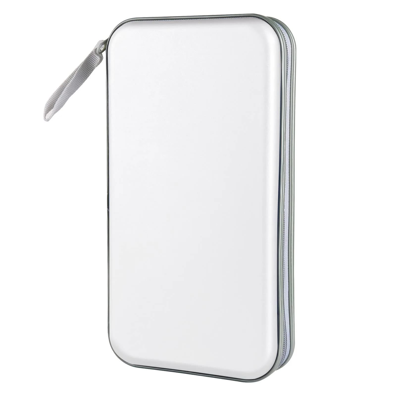 Siveit 80 Capacity White CD Case | Hard Plastic DVD Wallet Holder with Zipper