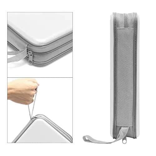 Siveit 80 Capacity White CD Case | Hard Plastic DVD Wallet Holder with Zipper thumbnail 3