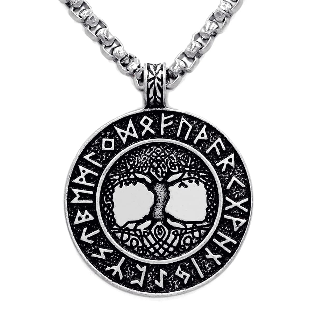 Leprato Viking Talisman Necklace for Men Norse Mjolnir Wolf Compass Valknut Amulet Pendant 24 inch | Nordic Viking Rune Jewelry Gift - main product image