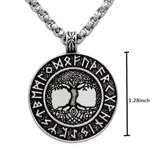 Leprato Viking Talisman Necklace for Men Norse Mjolnir Wolf Compass Valknut Amulet Pendant 24 inch | Nordic Viking Rune Jewelry Gift thumbnail 5