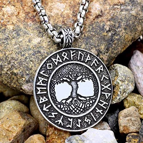 Leprato Viking Talisman Necklace for Men Norse Mjolnir Wolf Compass Valknut Amulet Pendant 24 inch | Nordic Viking Rune Jewelry Gift thumbnail 2