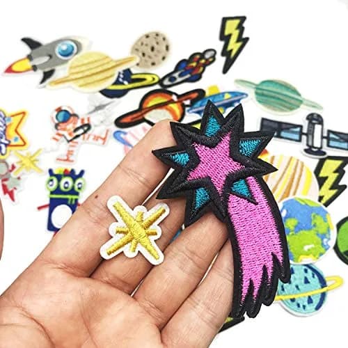 Woohome 35 pcs fabric appliqué patches Solar System space planets | Iron-on & sew-on DIY decoration thumbnail 4