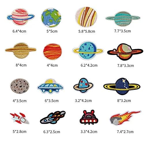 Woohome 35 pcs fabric appliqué patches Solar System space planets | Iron-on & sew-on DIY decoration thumbnail 2