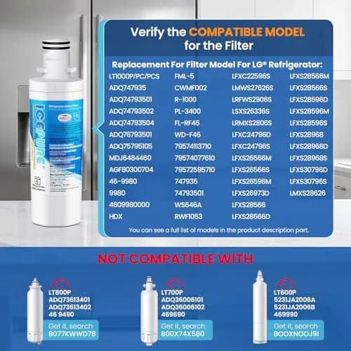 ICEPURE LT1000PC Refrigerator Water Filter and LT120F Air Filter Combo 3-Pack | NSF Certified for Safe Drinking Water thumbnail 2