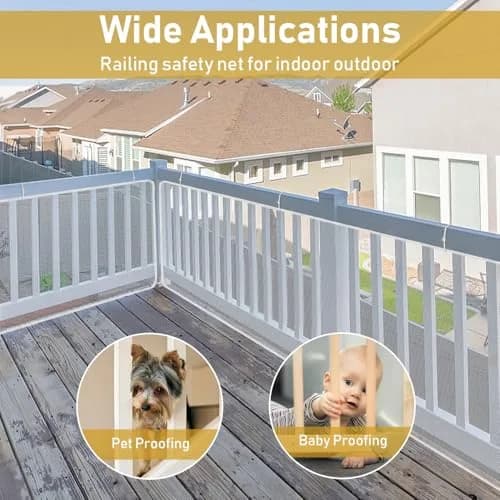Gudui Safety Stair Railing Net for Baby & Pets, 300cm x 80cm (10ft x 2.6ft) White Honeycomb Mesh | Indoor/Outdoor Use thumbnail 4