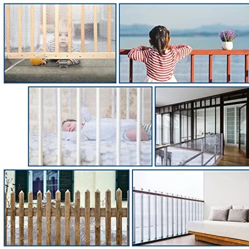 Gudui Safety Stair Railing Net for Baby & Pets, 300cm x 80cm (10ft x 2.6ft) White Honeycomb Mesh | Indoor/Outdoor Use thumbnail 8