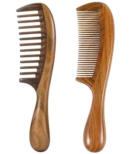 Louise Maelys Wooden Hair Combs Set 7.8 x 2.1 inch | Anti-static & Calming Sandalwood Scent thumbnail 1