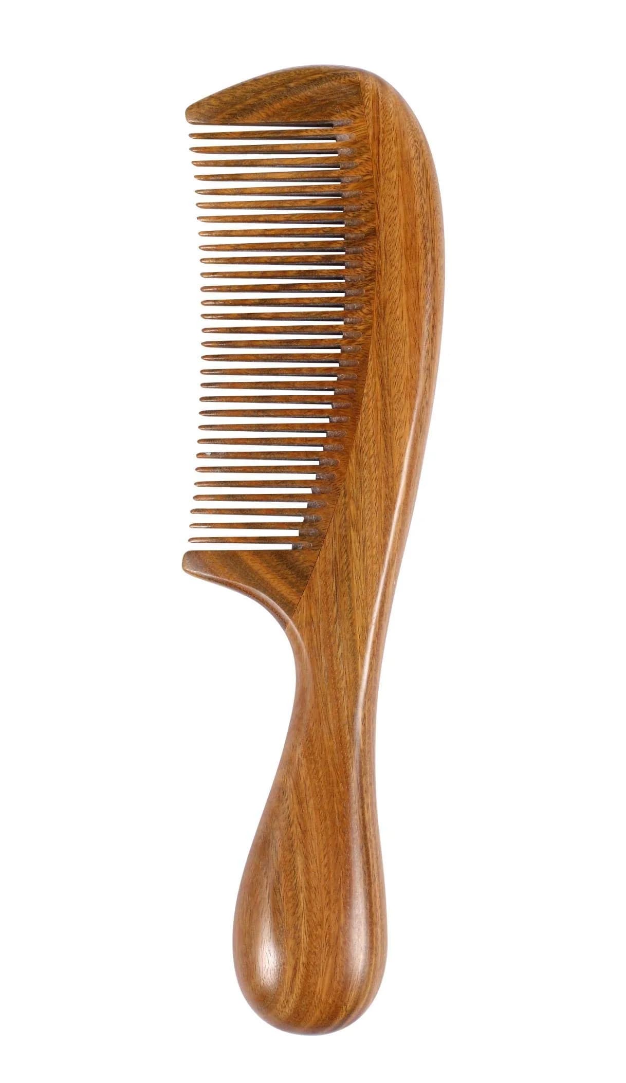 Louise Maelys Wooden Hair Combs Set 7.8 x 2.1 inch | Anti-static & Calming Sandalwood Scent — Fine Tooth